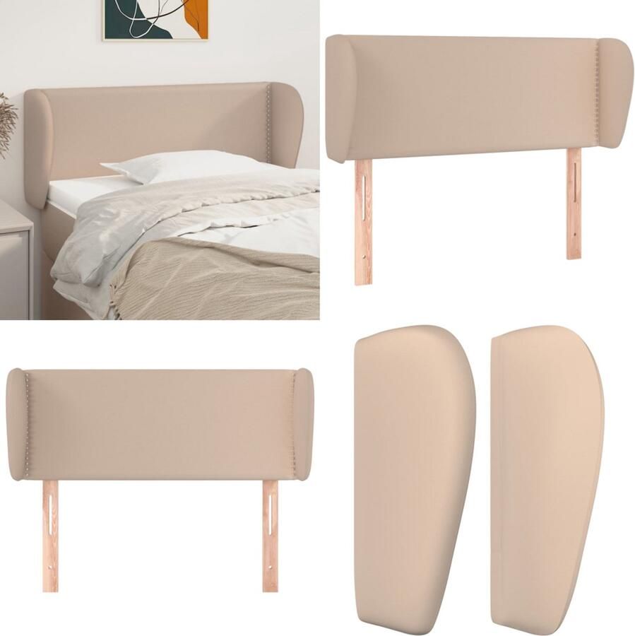 VidaXL Hoofdbord met randen 83x23x78 88 cm kunstleer cappuccinokleur Hoofdbord Hoofdborden Hoofdeinde Houten Hoofdbord