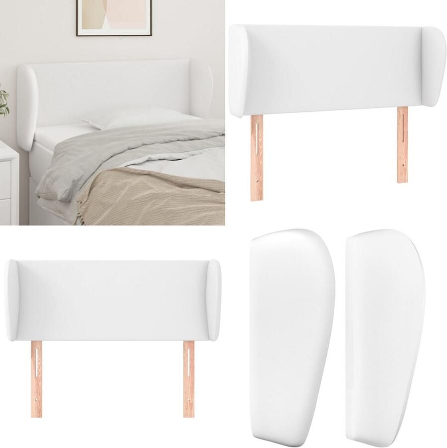 VidaXL Hoofdbord met randen 83x23x78 88 cm kunstleer wit Hoofdbord Hoofdborden Hoofdeinde Houten Hoofdbord