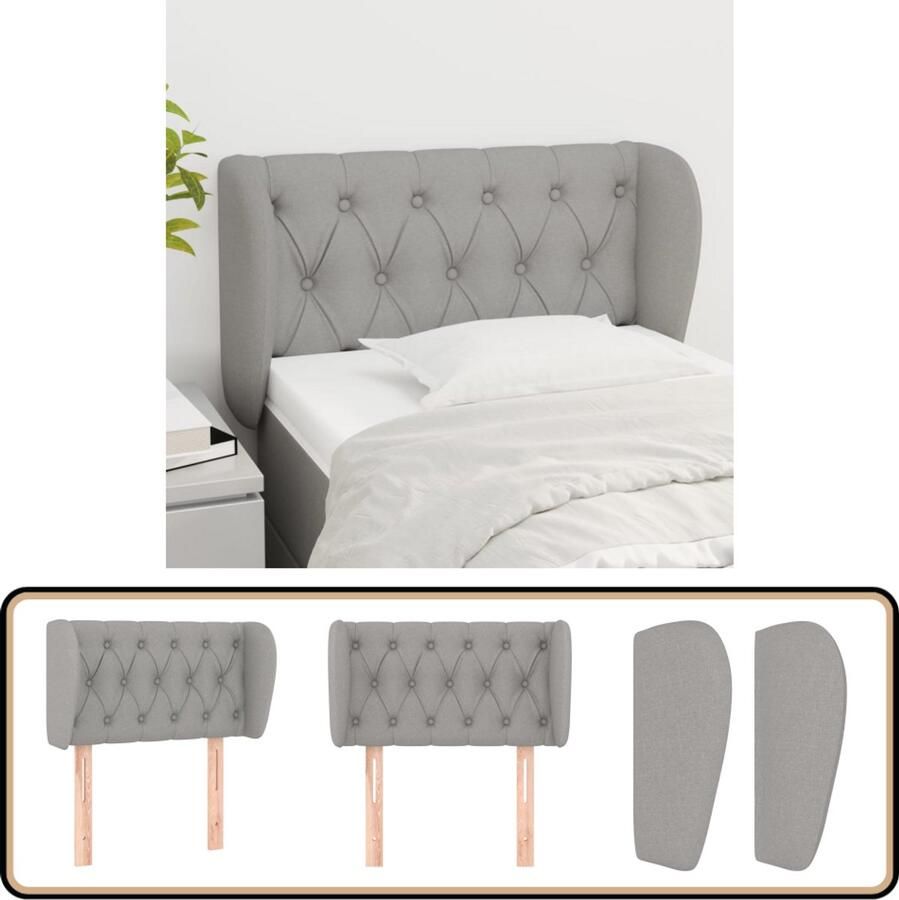 VidaXL Hoofdbord met randen 83x23x78 88 cm Lichtgrijs Hoofd Bord Hoofdkussen Beddengoed Slaap Accessoires Kamer Decoratie