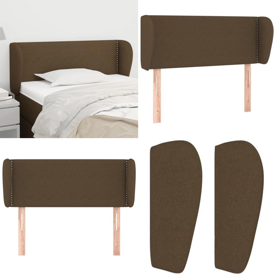 VidaXL Hoofdbord met randen 83x23x78 88 cm stof donkerbruin Hoofdbord Hoofdborden Hoofdeinde Houten Hoofdbord