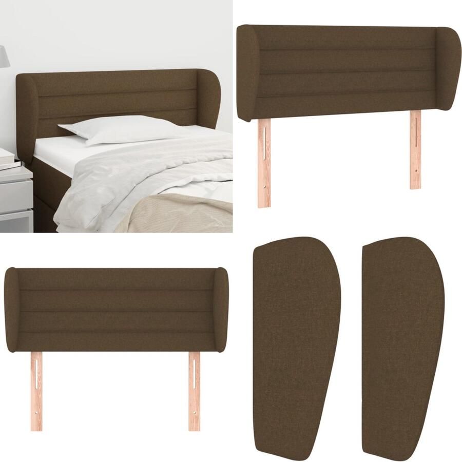 VidaXL Hoofdbord met randen 83x23x78 88 cm stof donkerbruin Hoofdbord Hoofdborden Hoofdeinde Houten Hoofdbord