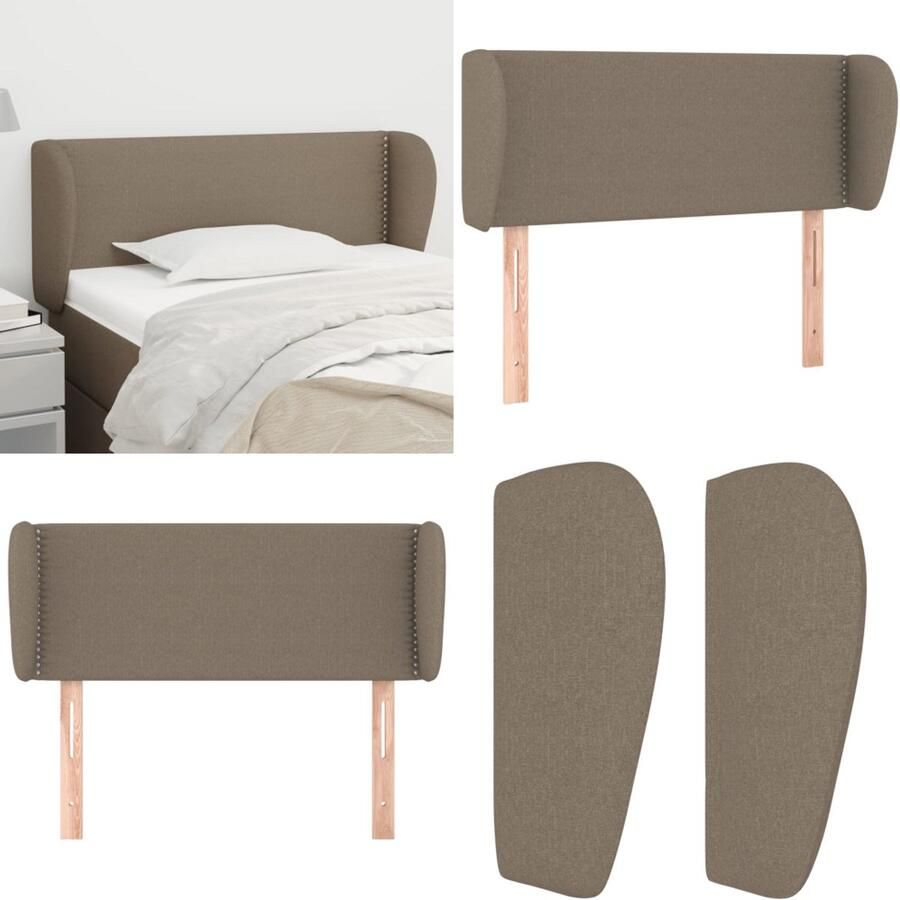 VidaXL Hoofdbord met randen 83x23x78 88 cm stof taupe Hoofdbord Hoofdborden Hoofdeinde Houten Hoofdbord