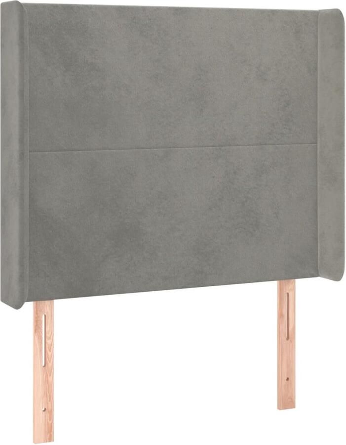 VidaXL Hoofdbord met randen 93x16x118 128 cm fluweel lichtgrijs
