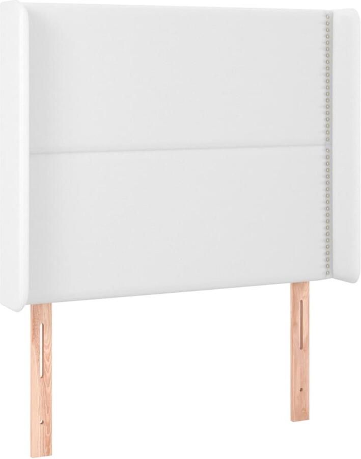 VidaXL Hoofdbord met randen 93x16x118 128 cm kunstleer wit - Foto 1