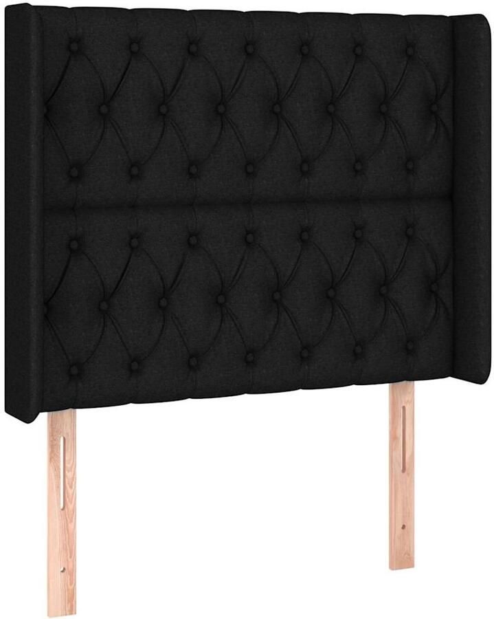 VidaXL Hoofdbord met randen 103x16x118 128 cm stof zwart - Foto 3
