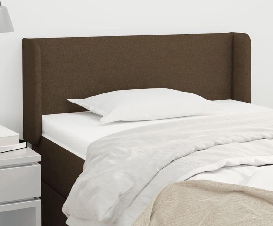 VidaXL Hoofdbord met randen 93x16x78 88 cm stof donkerbruin Hoofdbord Hoofdborden Hoofdeinde Houten Hoofdbord - Foto 2