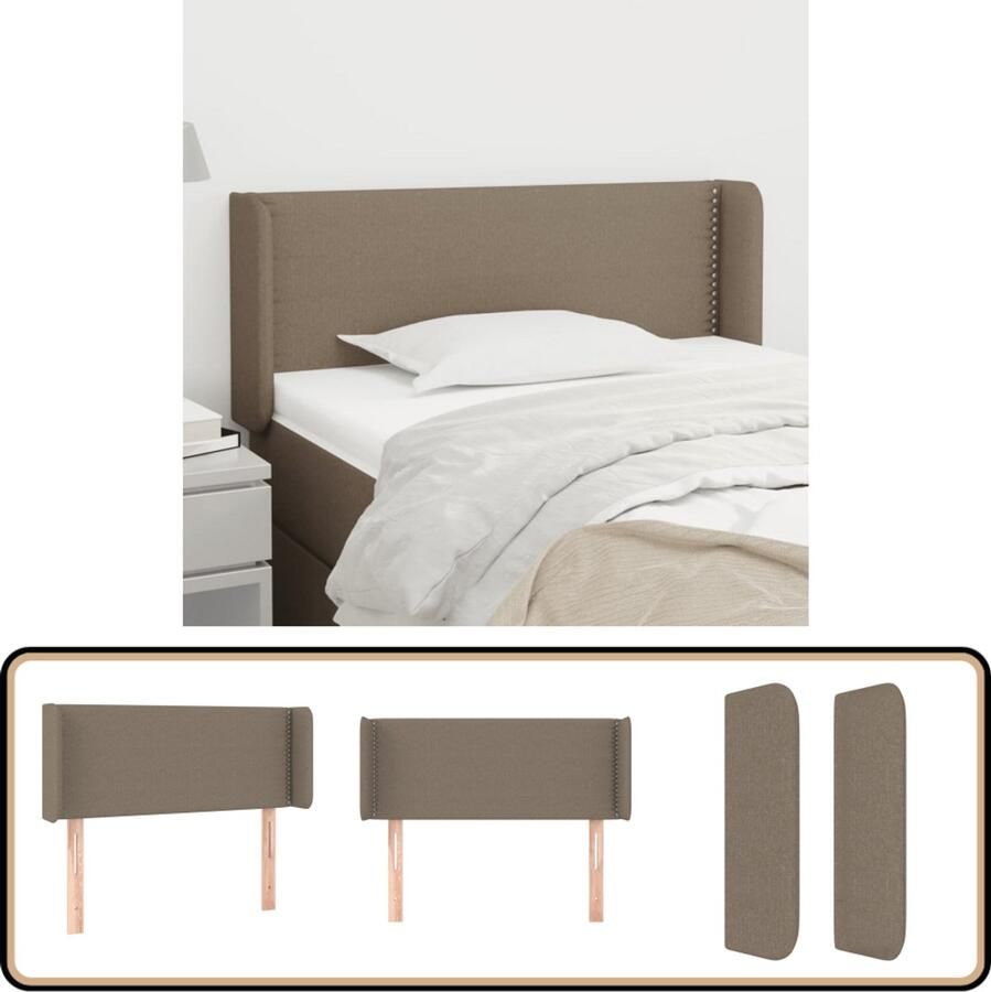 VidaXL Hoofdbord met randen 93x16x78 88 cm Taupe Hoofd Bord Hoofdkussen Bedkleden Slaap Accessoires Bedroom Decor