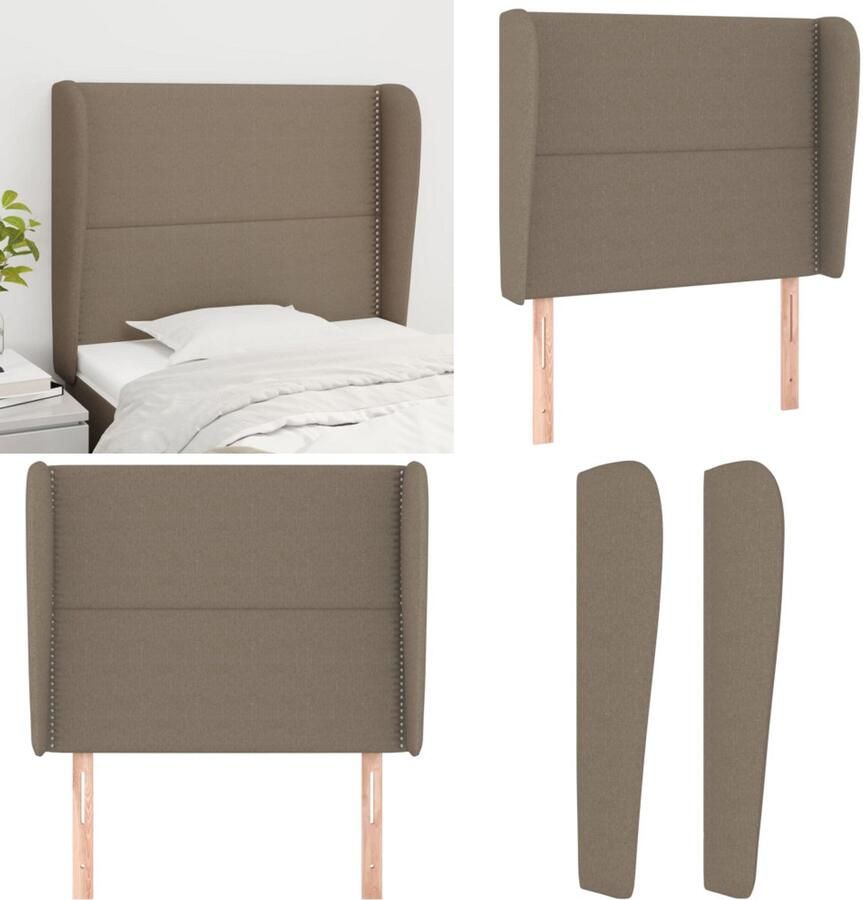 VidaXL Hoofdbord met randen 93x23x118 128 cm stof taupe Hoofdbord Hoofdborden Hoofdeinde Houten Hoofdbord - Foto 1