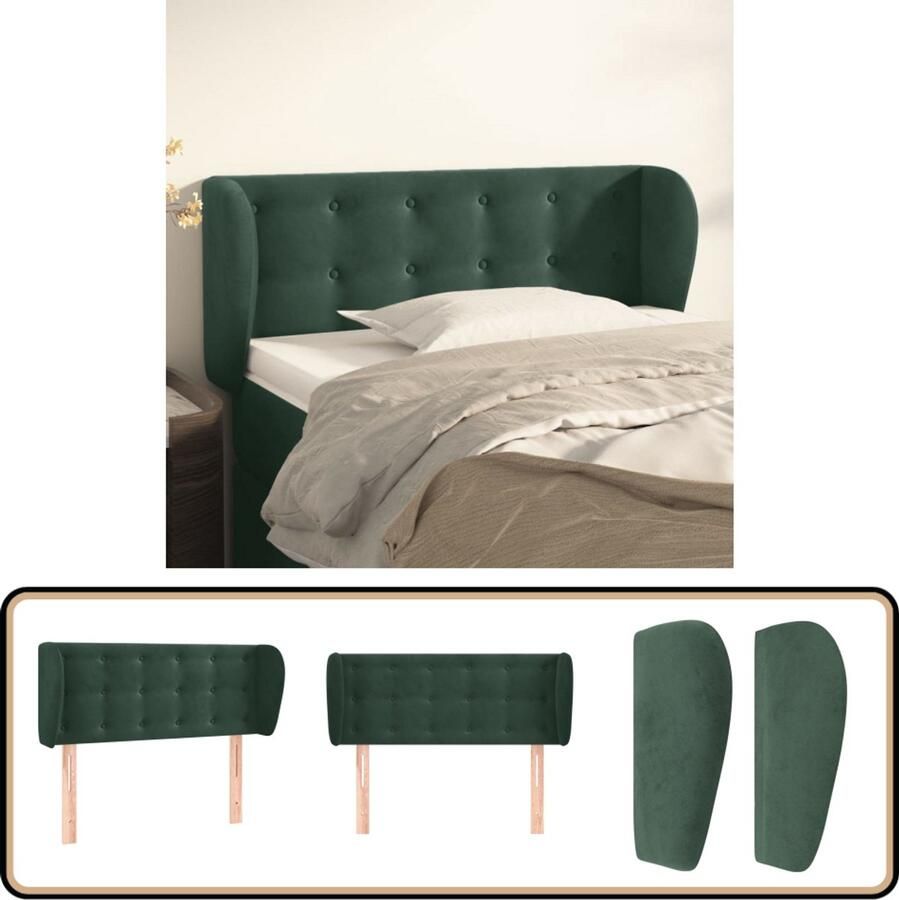 VidaXL Hoofdbord met Randen 93x23x78 88 cm Groen Hoofd Bord Hoofdbord Velvet Donkere Kleuren Slaapkamers