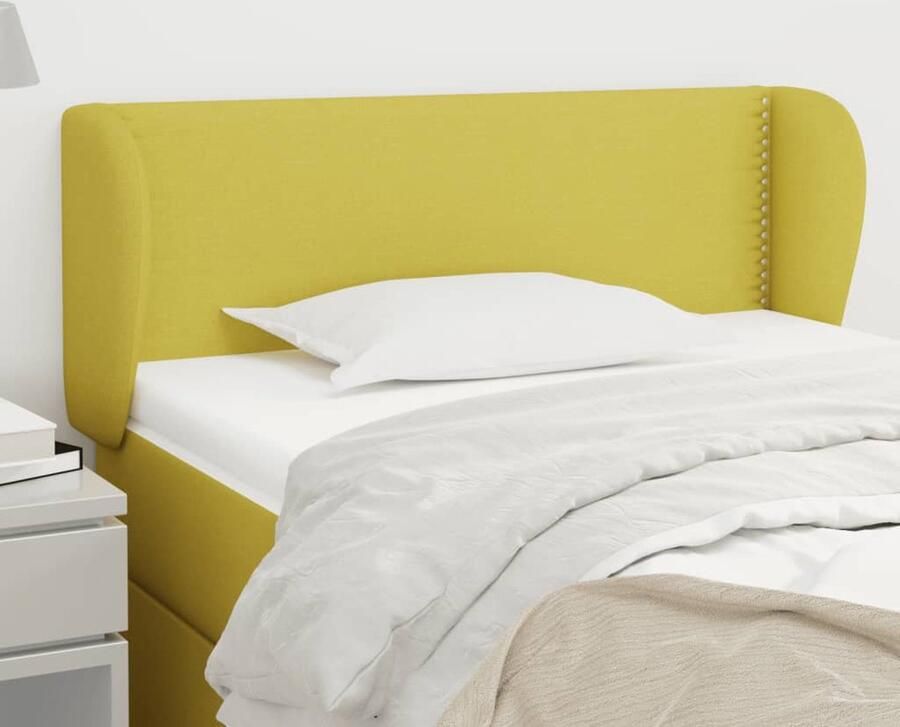 VidaXL Hoofdbord met randen 93x23x78 88 cm Groen Klassieke Hoofdbord Stoffen Hoofd Bord Groen Bed Accessoires Comfortabel Hoofdbord Leeshoek Maken Tv Kijken In Bed - Foto 2