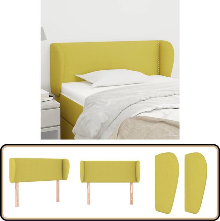VidaXL Hoofdbord met randen 93x23x78 88 cm Groen Klassieke Hoofdbord Stoffen Hoofd Bord Groen Bed Accessoires Comfortabel Hoofdbord Leeshoek Maken Tv Kijken In Bed