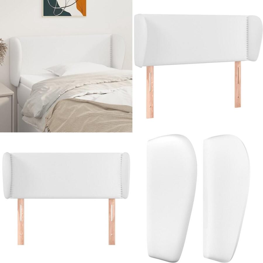 VidaXL Hoofdbord met randen 93x23x78 88 cm kunstleer wit Hoofdbord Hoofdborden Hoofdeinde Houten Hoofdbord