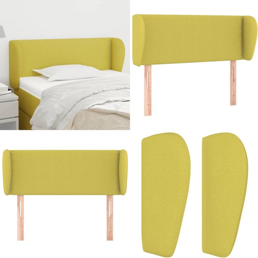 VidaXL Hoofdbord met randen 93x23x78 88 cm stof groen Hoofdbord Hoofdborden Hoofdeinde Houten Hoofdbord