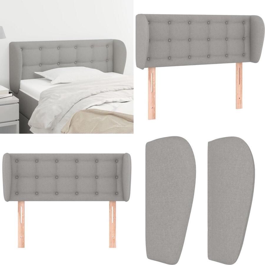 VidaXL Hoofdbord met randen 93x23x78 88 cm stof lichtgrijs Hoofdbord Hoofdborden Hoofdeinde Houten Hoofdbord