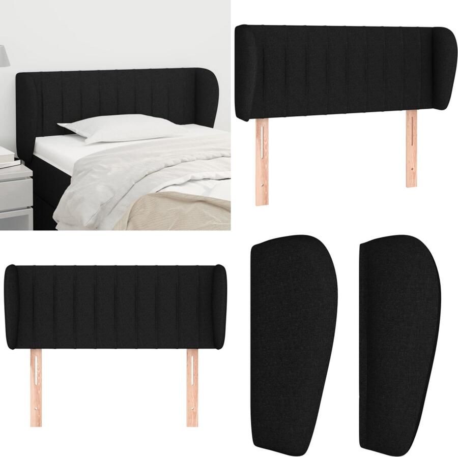 VidaXL Hoofdbord met randen 93x23x78 88 cm stof zwart Hoofdbord Hoofdborden Hoofdeinde Houten Hoofdbord