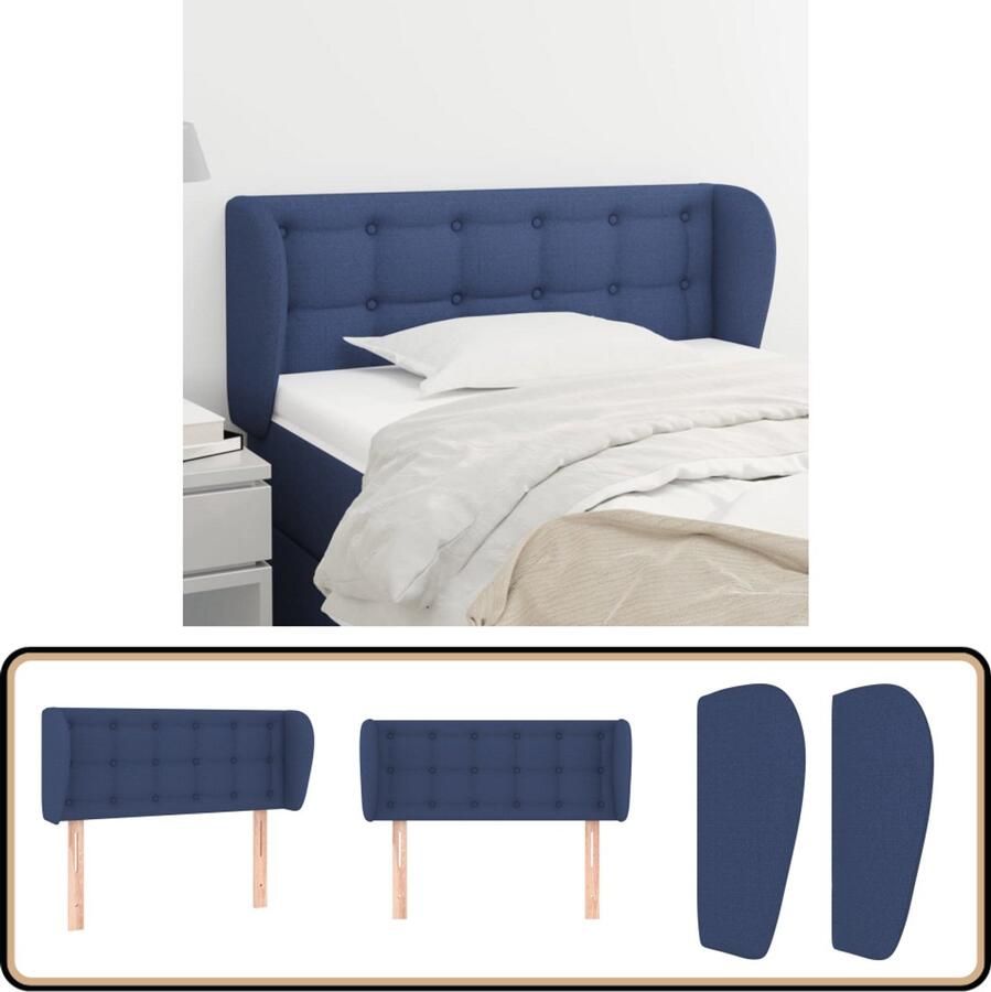 The Living Store Hoofdbord met randen 83x23x78 88 cm stof blauw Hoofdboard Hoofdeinde Beddecoratie Slaapkamers Blauwe Kamer - Foto 2
