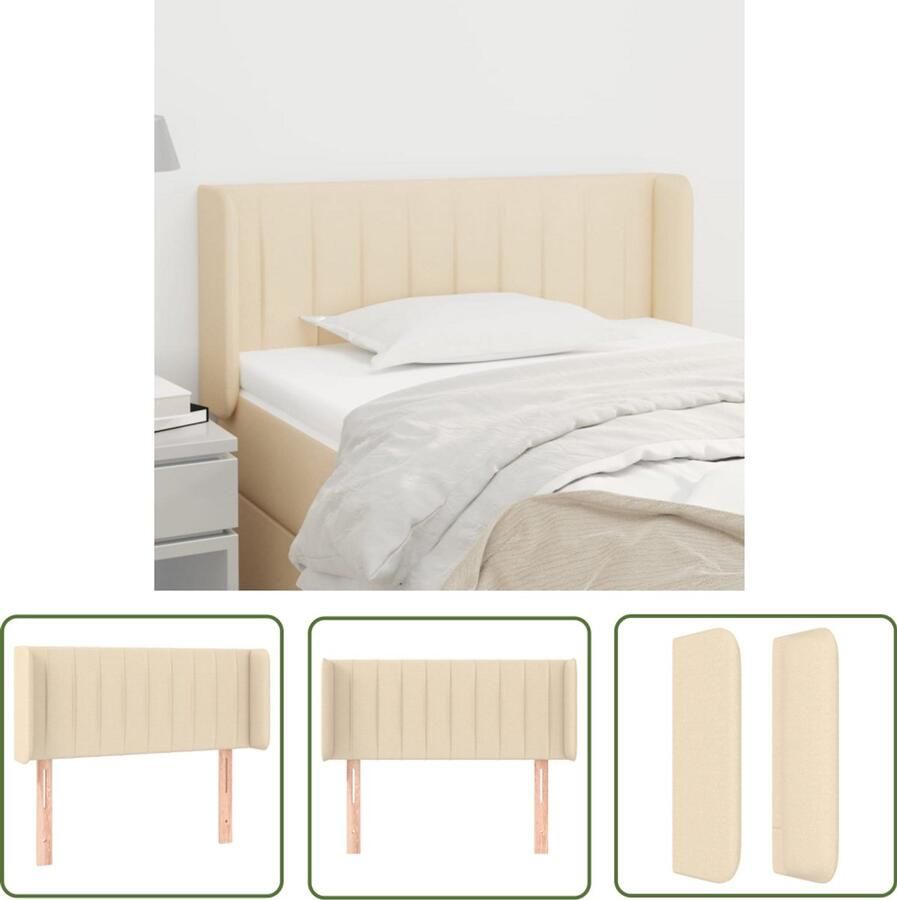 VidaXL Hoofdbord Stof 83x16x78 88 cm Crème Hoofd Bord Hoofdkussen Bedkleden Bedroom Furniture Slaap Accessoires Creme Kleur Stoffen Hoofdborden - Foto 2