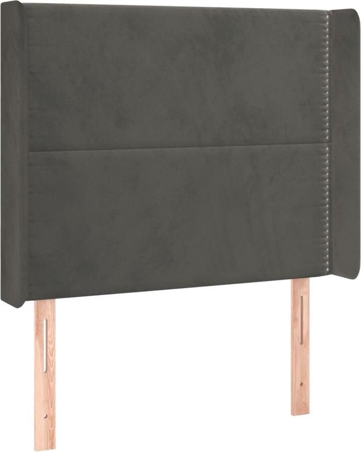 VidaXL Hoofdbord met randen 83x16x118 128 cm fluweel donkergrijs