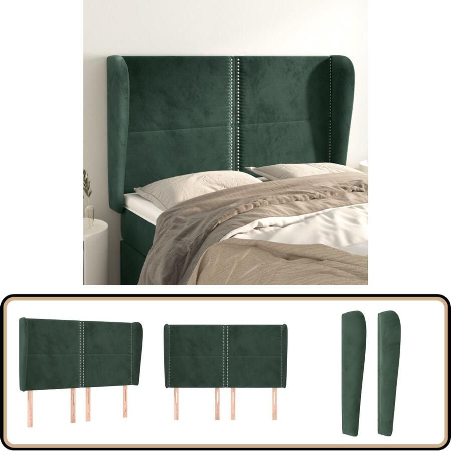 VidaXL Hoofdbord Met Randen Fluweel Donkergroen Klassieke Hoofdbord Kopen Bedhoofd Velvet Hoofdbord Donkere Groene Hoofdbord Luxe Hoofdbord Verhogen Bed Comfort
