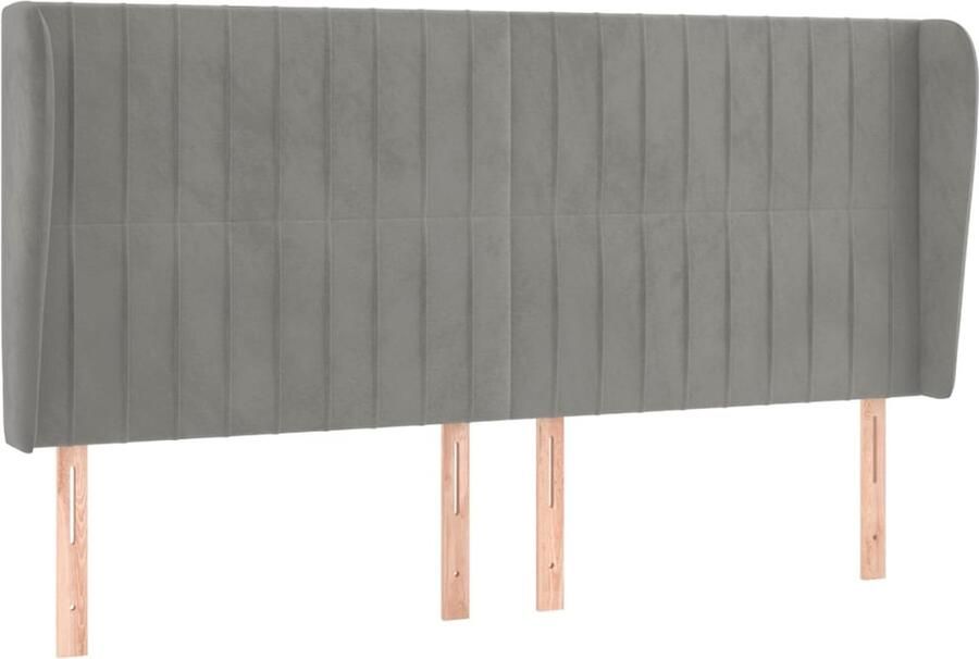 VidaXL Hoofdbord met randen Fluweel Lichtgrijs Hoofd Bord Hoofdkussen Beddengoed Tweepersoonsbed King Size Bed Boxspring Sierkussens Bedroom Decor - Foto 2