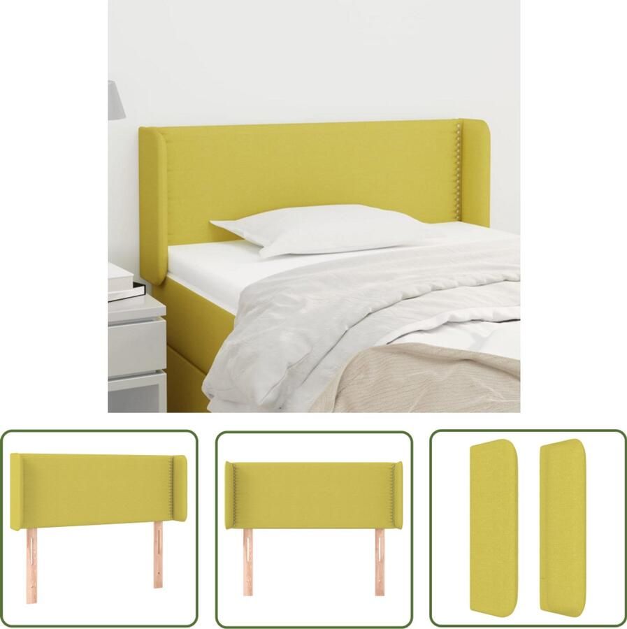 VidaXL Hoofdbord met randen Groen 103x16x78 88 cm Hoofd Bord Hoofdkussen Beddecoratie Slaap Accessoires Groene Kamer Stoffen Hoofdbord