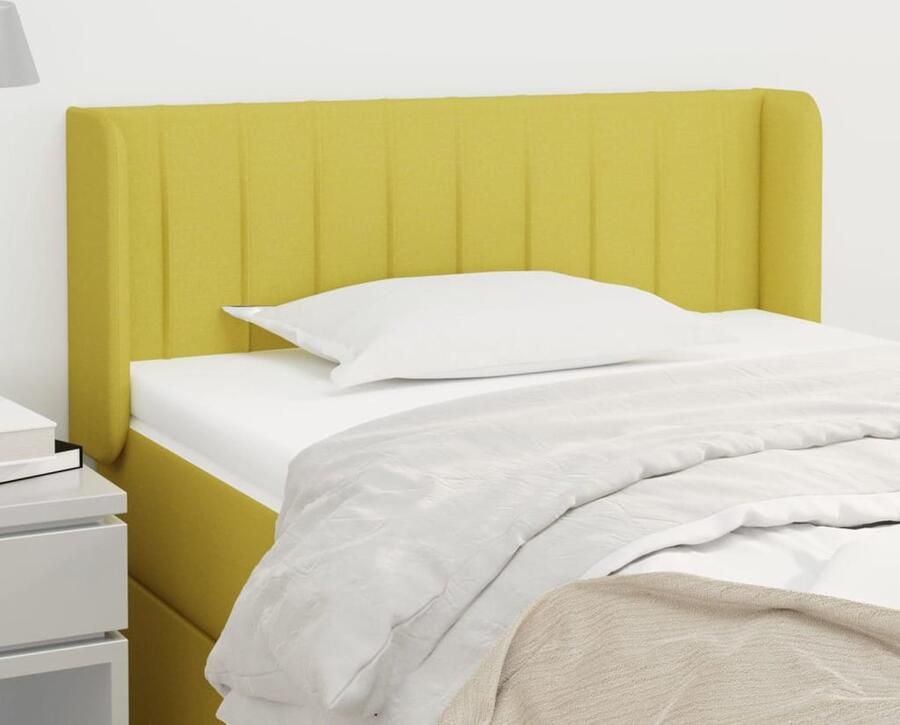 VidaXL Hoofdbord met randen Groen 103x16x88 cm Hoofd Bord Hoofdkussen Beddecoratie Slaap Accessoires Groene Kamer Comfortabel Bed Stoffen Hoofdbord - Foto 2