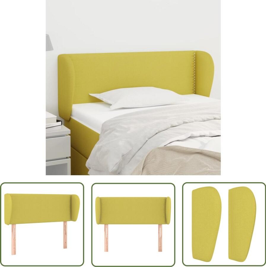 VidaXL Hoofdbord met randen Groen 83x23x78 88 cm Klassieke Hoofdbord Hoofd Bord Stoffen Hoofdbord Groene Hoofdbord Adjustable Hoofdbord Leeshoek Tv Hoek Comfortabel Hoofdbord