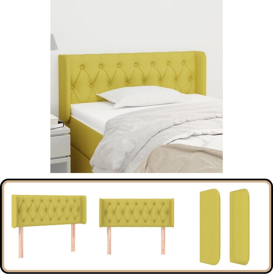 VidaXL Hoofdbord met randen Groen 93x16x78 88 cm Hoofd Bord Hoofdeinde Beddecoratie Slaap Accessoires Groene Kamer