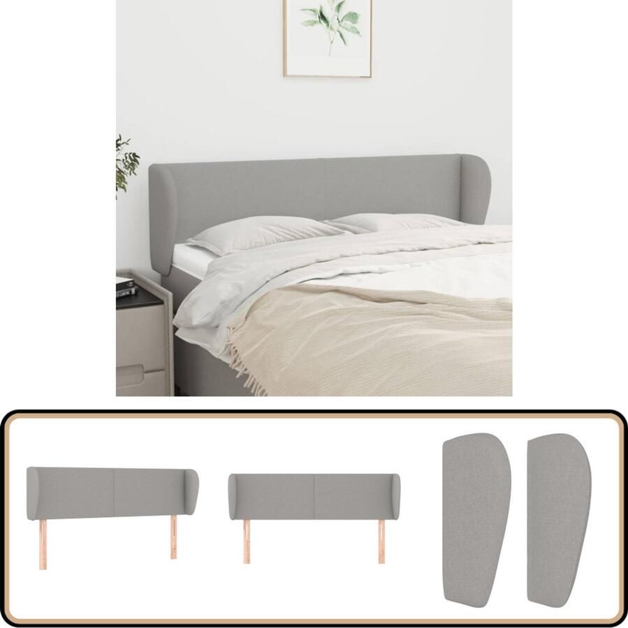 The Living Store Hoofdeind Klassiek Hoofdbord Afmetingen- 147 x 23 x 78 88 cm (B x D x H) Kleur- Lichtgrijs Hoofd Bord Hoofdkussen Beddecoratie Klassiek Hoofdbord Grijs Hoofdbord