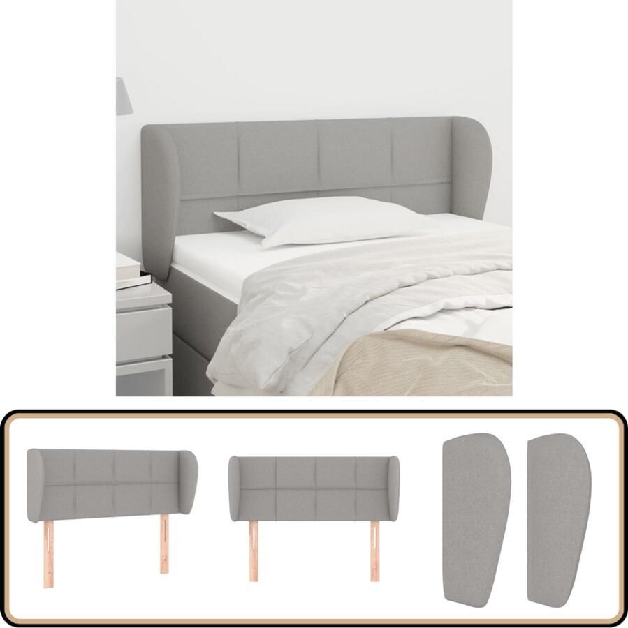 VidaXL Hoofdbord met Randen Lichtgrijs 83x23x78 88 cm Hoofd Bord Hoofdeinde Beddecoratie Slaap Accessoires Stoffen Hoofdbord Grijs Hoofdbord Comfortabel Hoofdbord