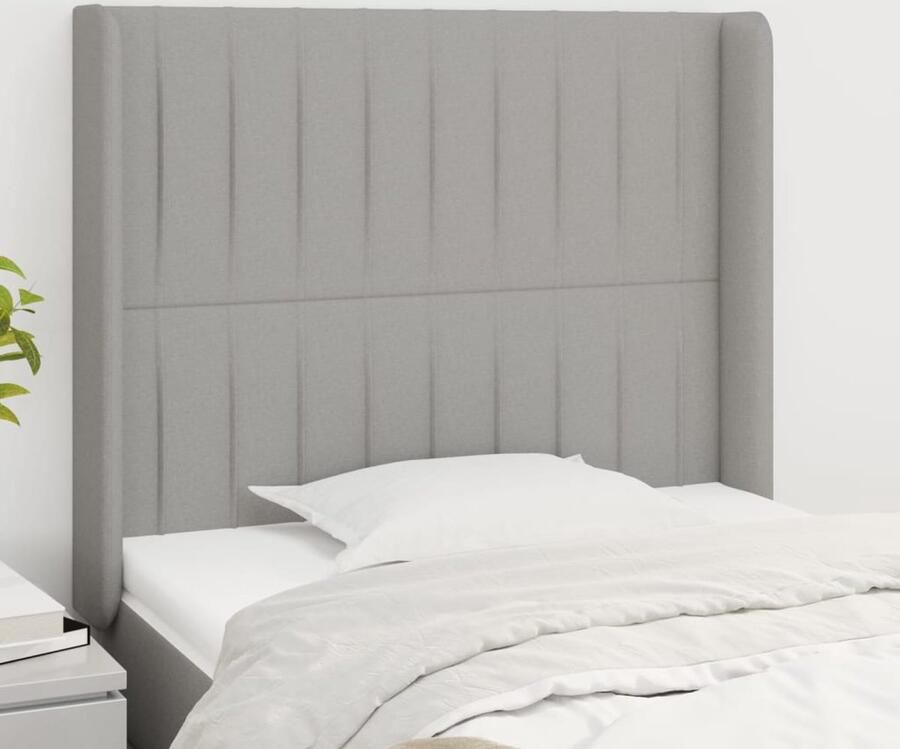 VidaXL Hoofdbord met Randen Lichtgrijs Stof Hoofd Bord Hoofdborden Hoofddekens Slaap Accessoires Comfortabele Stoffering Ergonomische Ondersteuning Modern Interieur Minimalistisch Design Grijs Meubilair - Foto 2