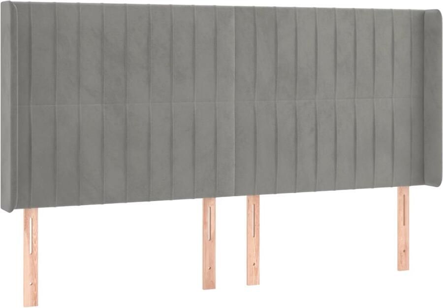 VidaXL Hoofdbord met randen Lichtgrijs Fluweel Hoofd Bord Hoofdkussen Velvet Grijs Beddecoratie Bedroom Decor Slaapkamervloeren - Foto 2