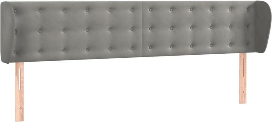 VidaXL Hoofdbord met randen Lichtgrijs Fluweel Hoofdboard Hoofdkussen Beddecoratie Velvet Grijs Modern Klassiek Bedroom Decor - Foto 2