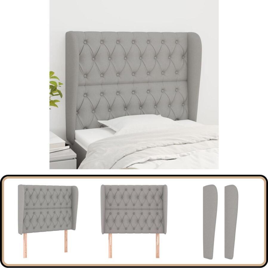 VidaXL Hoofdbord met Randen Lichtgrijs Stof Hoofd Bord Hoofdbord Bed Ombouw Bed Decoratie Slaap Kamer Meubels Licht Grijs Stof Headboard Comfortabel Leeshoek