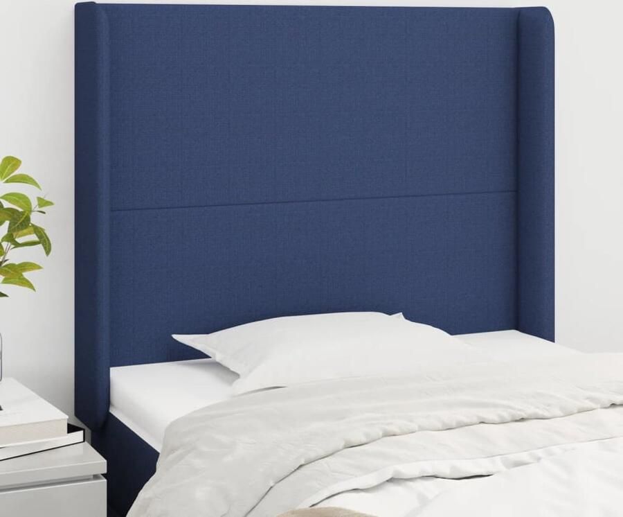 VidaXL Hoofdbord met Randen Stof Blauw Hoofd Bord Hoofdkussen Bedkleden Slaap Accessoires Bedroom Decor Blauwdruk - Foto 2