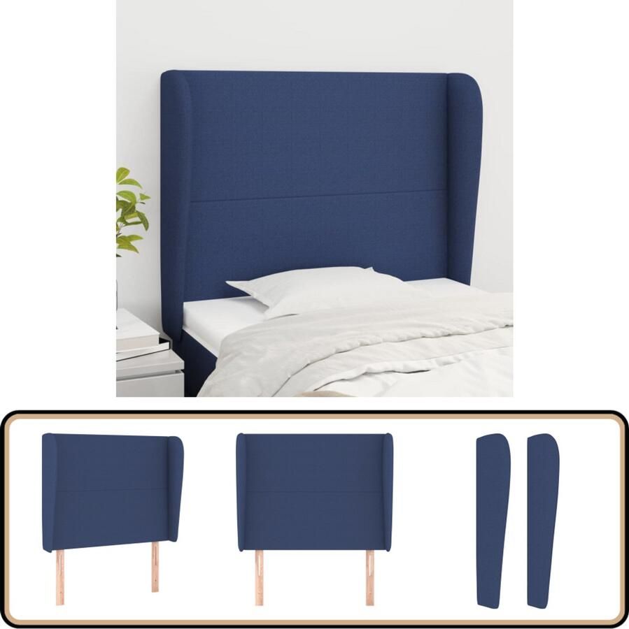 VidaXL Hoofdbord met randen Stof Blauw Klassieke Hoofdbord Blauw Bedhoofd Stoffen Hoofdbord Adjustable Headboard Comfy Headboard Leeshoek Tv Hoek