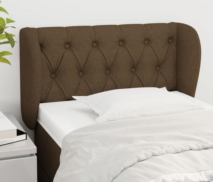 VidaXL Hoofdbord met randen Stof Donkerbruin Hoofd Bord Bedhoofdbord Klassiek Hoofdbord Bruin Hoofdbord Stoffen Hoofdbord Houten Poten Adjustable Headboard - Foto 2