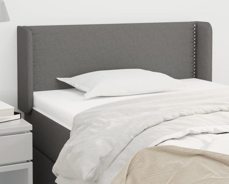 VidaXL Hoofdbord 103x16x78 88 cm Stof Donkergrijs Hoofd Bord Hoofdeinde Beddecoratie Slaapkamers Donkere Kleuren Stoffen Hoofdborden Comfortabel Zitten - Foto 2
