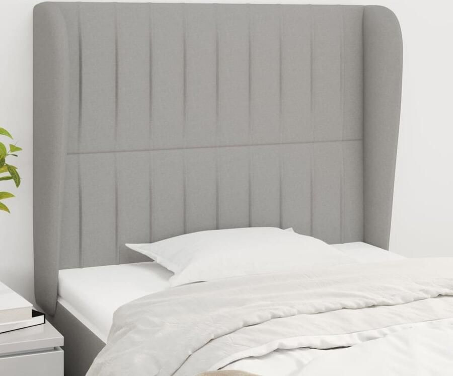 VidaXL Hoofdbord met randen Stof Lichtgrijs Hoofd Bord Hoofdeinde Bedding Slaap Accessoires Grijs Stoffen Hoofdbord Comfortabel - Foto 2