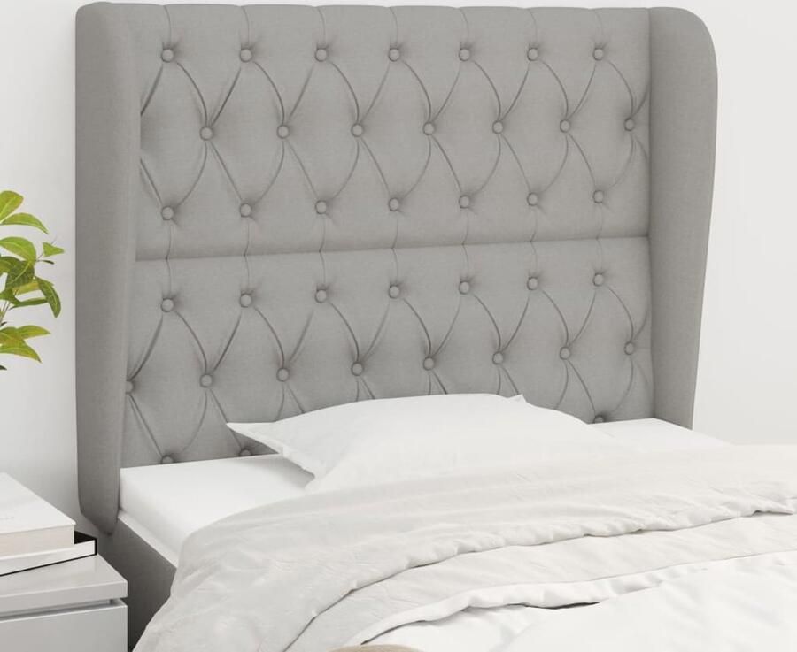 VidaXL Hoofdbord met randen Stof Lichtgrijs Hoofd Bord Hoofdkussen Beddecoratie Slaap Accessoires Stoffen Hoofdborden Grijs Hoofdbord Modern Hoofdbord Luxe Hoofdbord Ergonomisch Hoofdbord - Foto 2