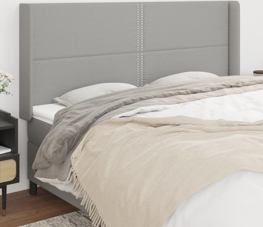 VidaXL Hoofdbord Met Randen Stof Lichtgrijs Klassieke Hoofdbord Grijs Bedhoofd Hoofdenbord Stoffen Comfortabel Hoofdbord Leeshoek Bed Tv Hoek Bed - Foto 2