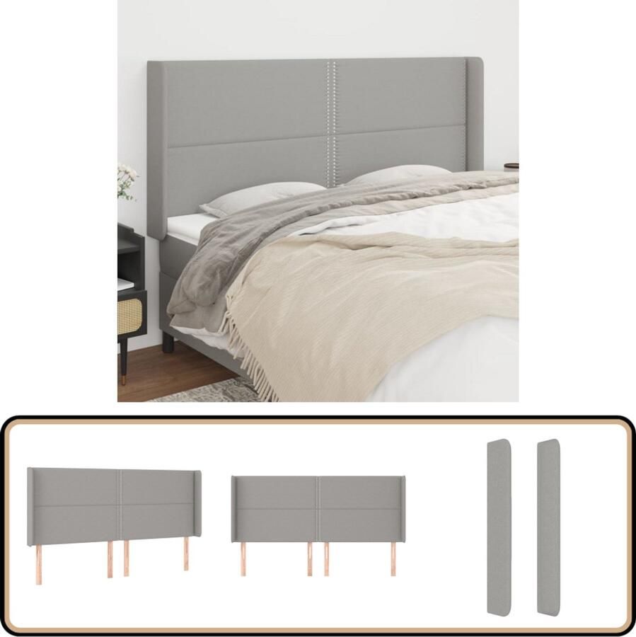 VidaXL Hoofdbord Met Randen Stof Lichtgrijs Klassieke Hoofdbord Grijs Bedhoofd Hoofdenbord Stoffen Comfortabel Hoofdbord Leeshoek Bed Tv Hoek Bed
