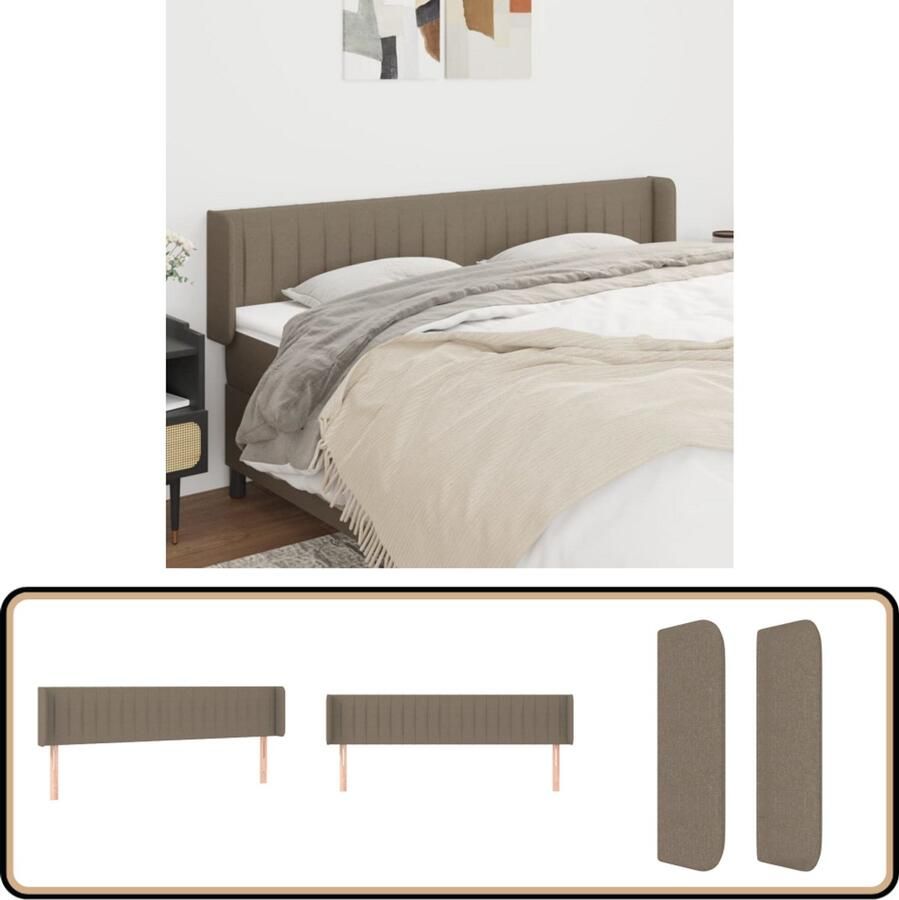 VidaXL Hoofdbord 203x16x78 88 cm Stof Taupe Hoofd Bord Bedhoofdbord Klassiek Hoofdbord Tufted Headboard Stoffen Hoofdbord