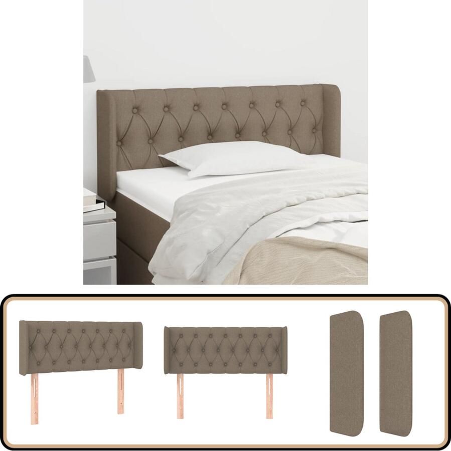 VidaXL Hoofdbord met randen Taupe 103x16x78 88 cm Hoofd Bord Hoofdkussen Bed Accessoires Slaap Kamer Meubels Taupec
