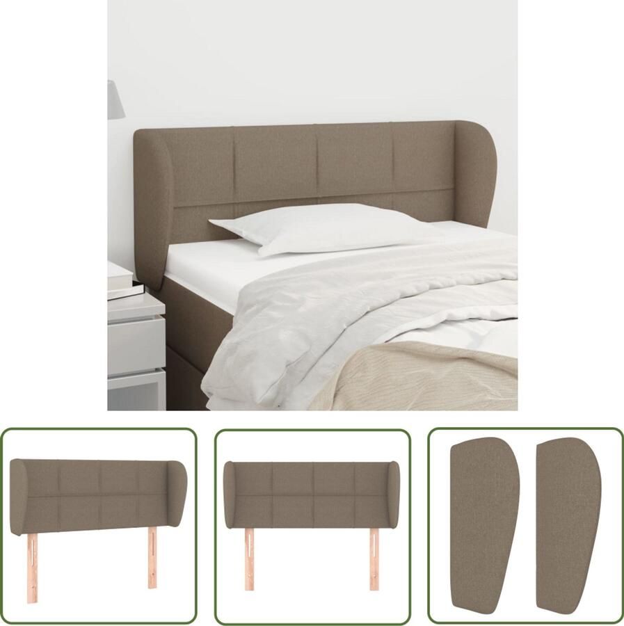 VidaXL Hoofdbord met randen Taupe 83x23x78 88 cm Hoofd Bord Hoofdkussen Bed Accessoires Slaap Kamer Decoratie Taupes Kleur