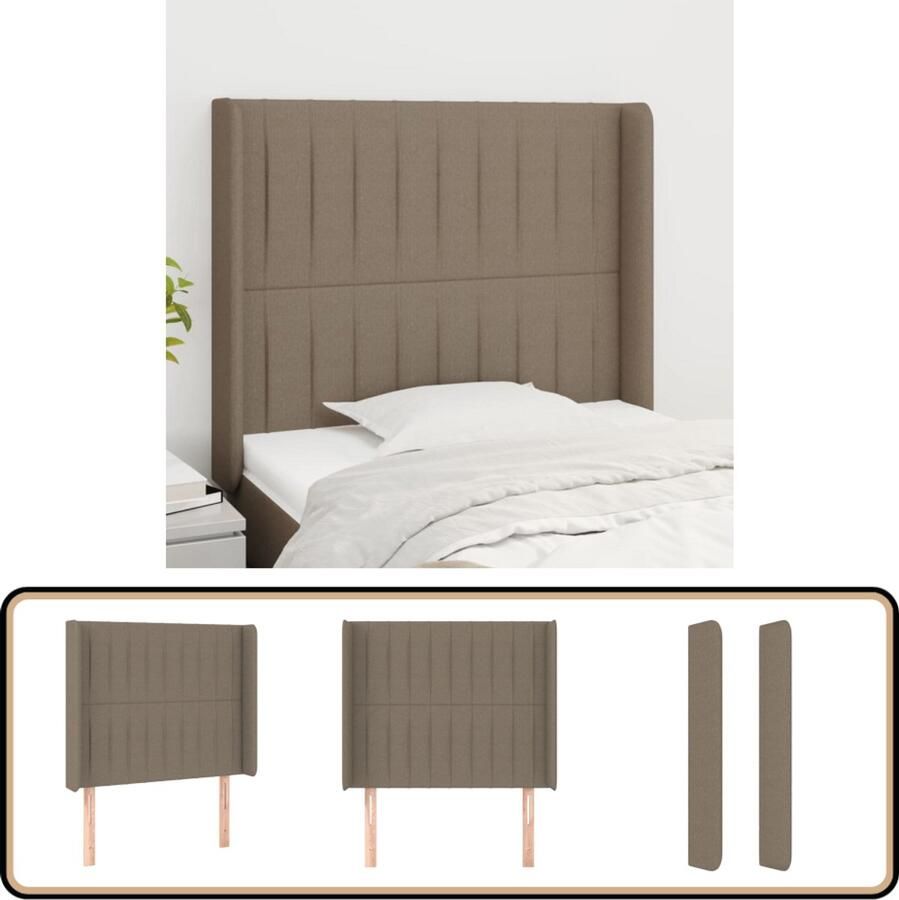 VidaXL Hoofdbord met randen taupe 93x16x118 128 cm Hoofdboard Bedhoofdbord Taupecouleur Tapijt Slaapkamersdecoratie Luxe Bed Leeshoek Tvkijken