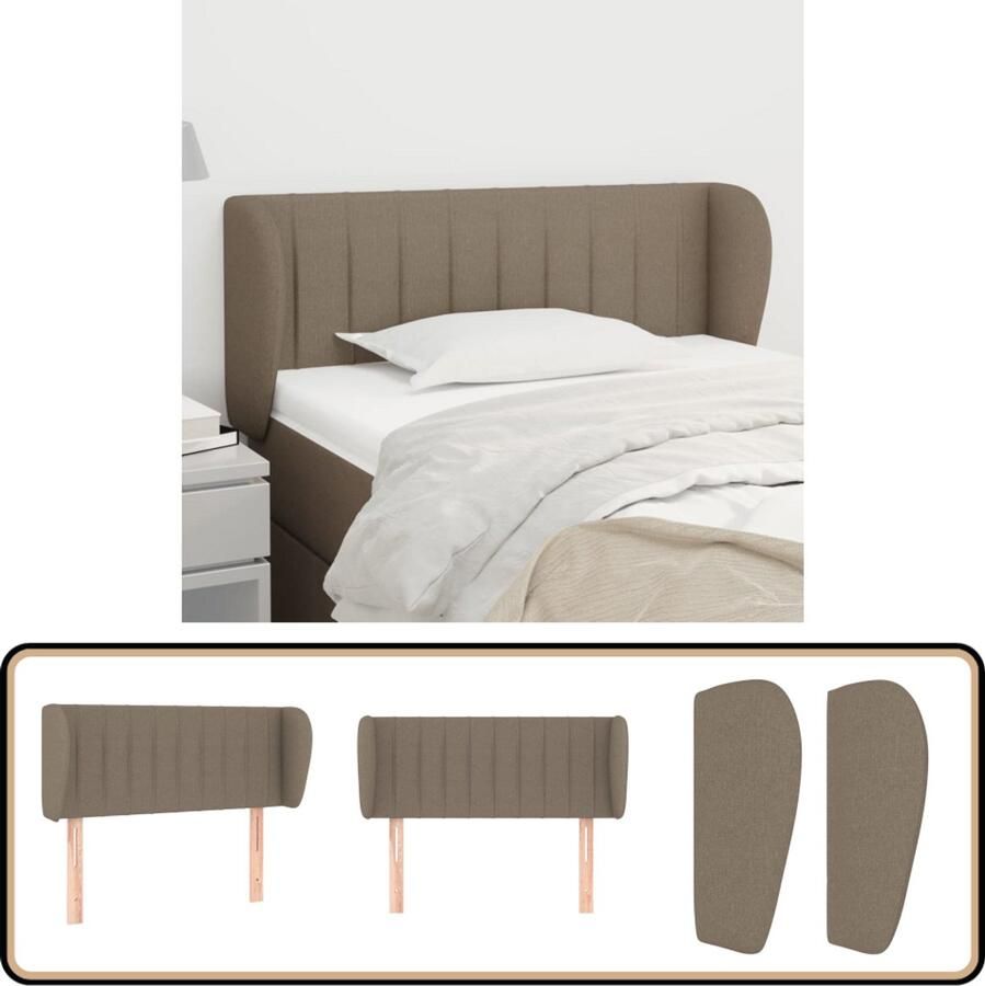VidaXL Hoofdbord met randen Taupe 93x23x78 88 cm Klassieke Hoofdbord Taupe Bedhoofd Stoffen Hoofdbord Adjustable Headboard Leeshoek Tv Hoek
