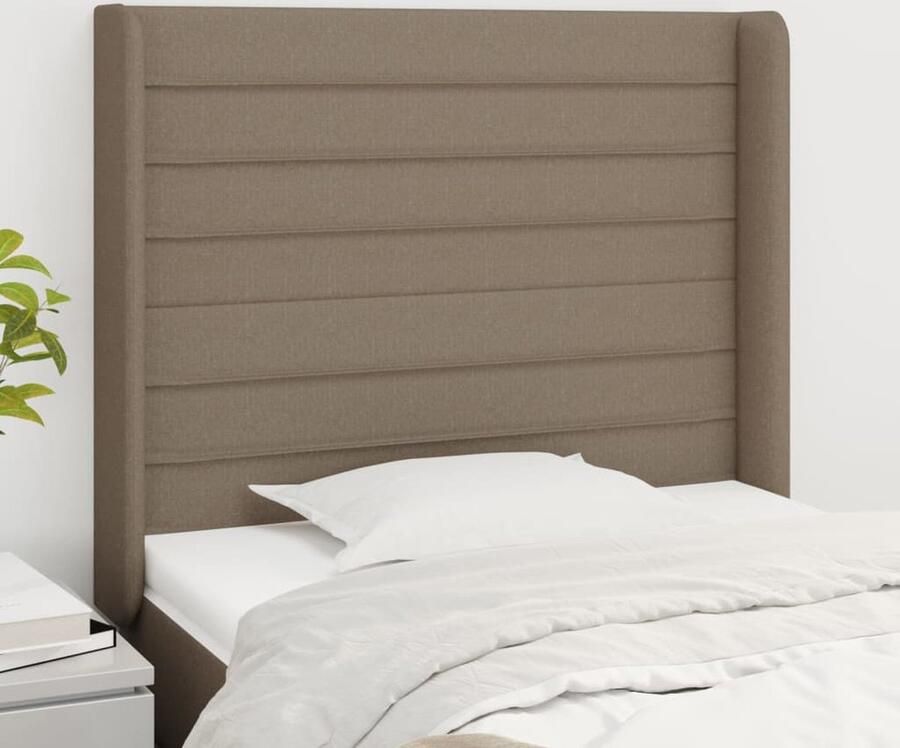 VidaXL Hoofdbord met randen Taupe Stijlvol Design Hoofd Bord Hoofdkussen Bedkleden Stoffen Hoofdborden Luxe Hoofdbord Beige Hoofdbord Leeshoek Tv Hoek Ergonomisch Hoofdbord - Foto 2