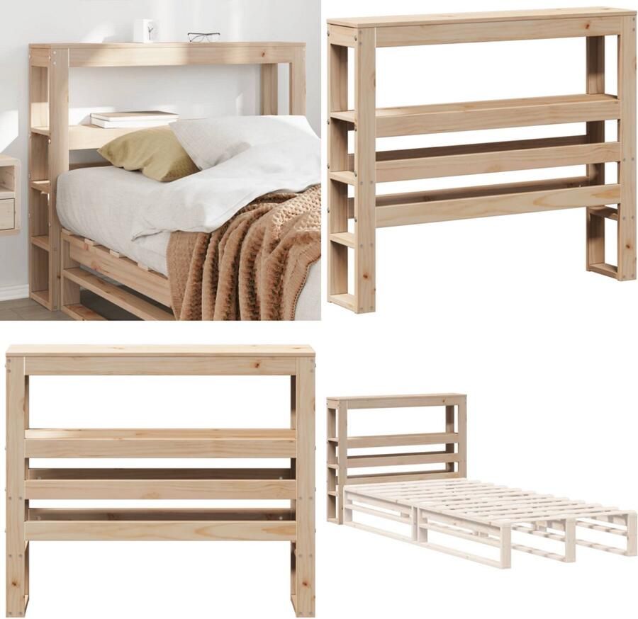 VidaXL Hoofdbord met schappen 75 cm massief grenenhout Hoofdbord Hoofdborden Bed Hoofdbord Bedhoofdbord
