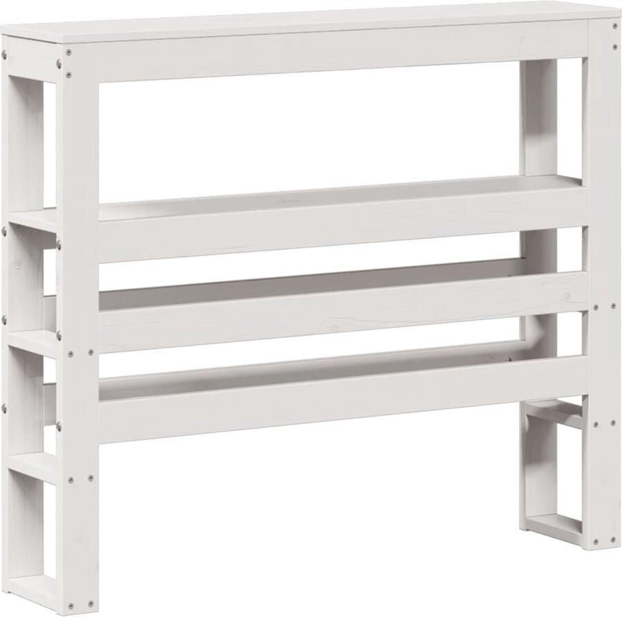 VidaXL Hoofdbord met schappen 75 cm massief grenenhout wit